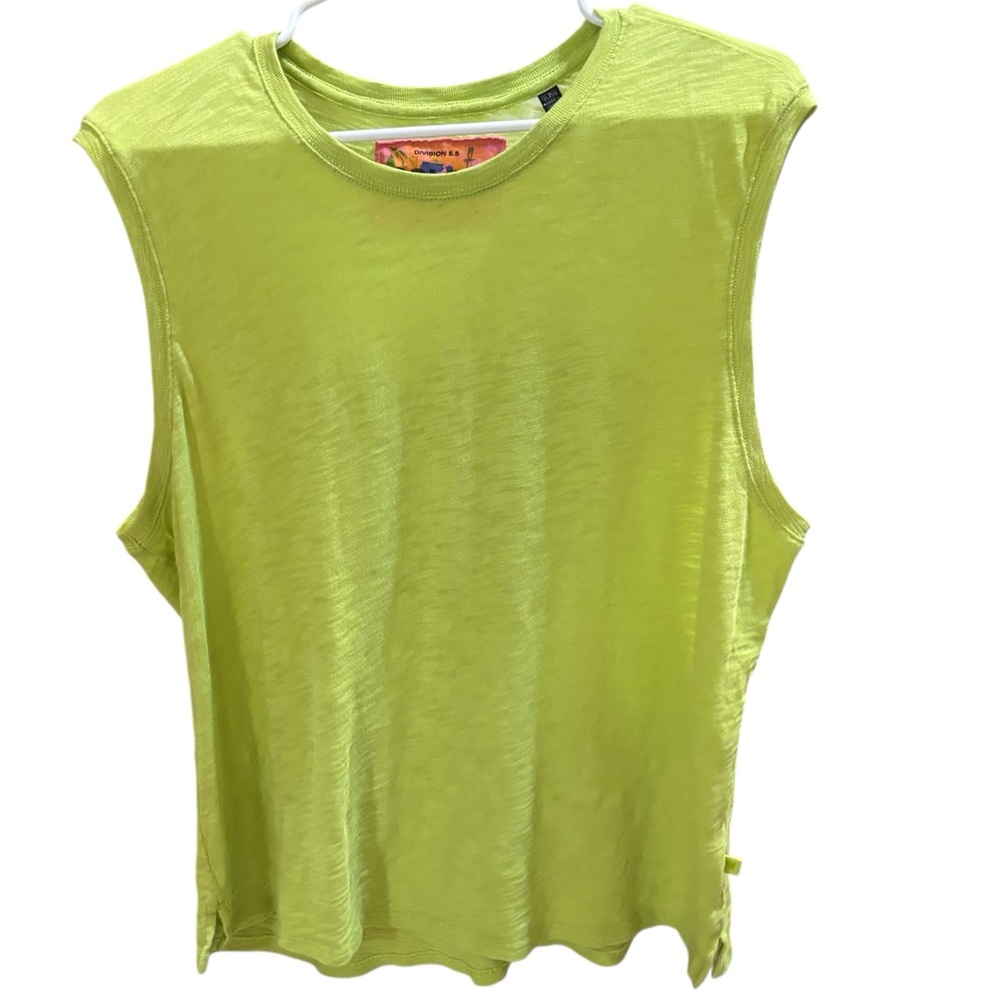 ATM Slub Cotton Sleeveless Tee in Neon Green Size XL. NWOT. **Small Flaw**